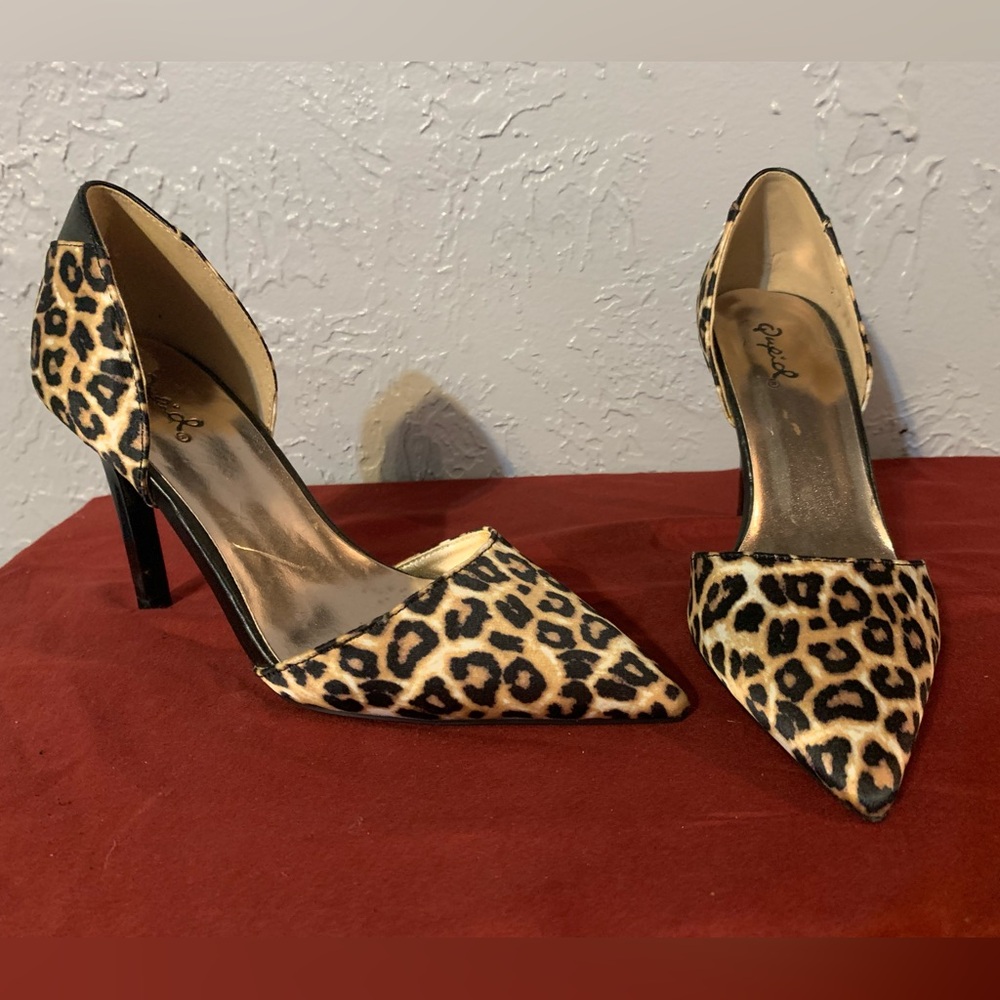 Qupid Leopard Print Heels